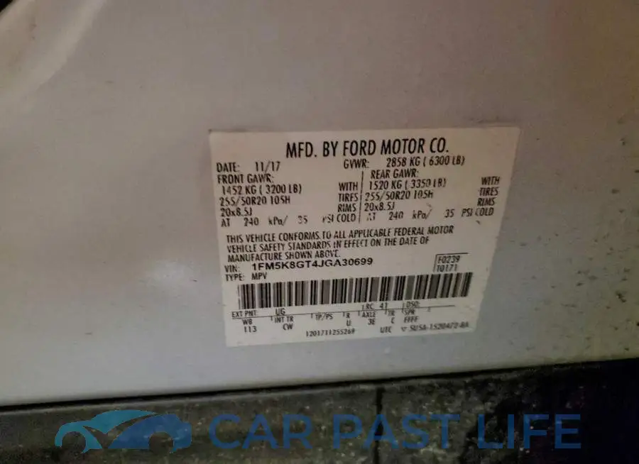 1FM5K8GT4JGA30699# 13