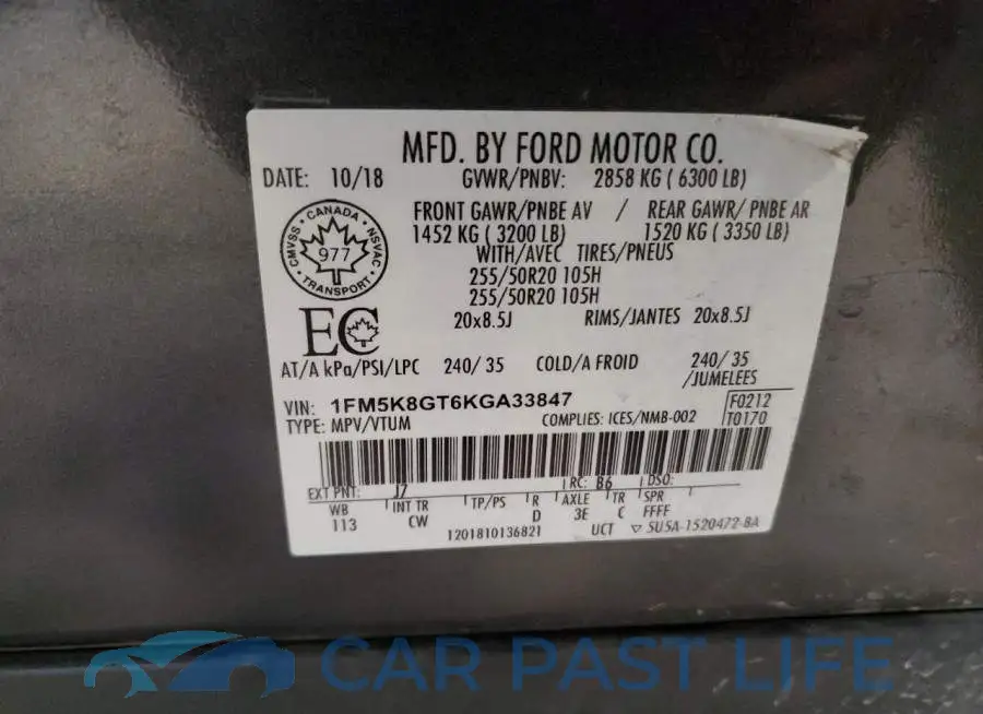 1FM5K8GT6KGA33847# 13