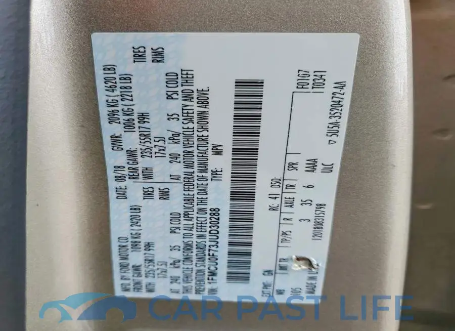 1FMCU0F73JUD30288# 13