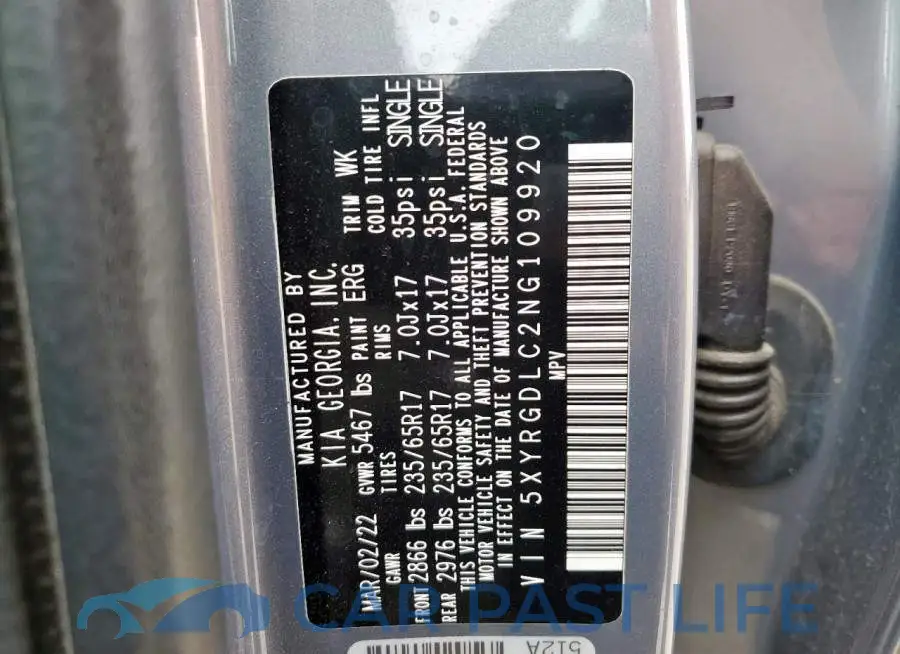 5XYRGDLC2NG109920# 13