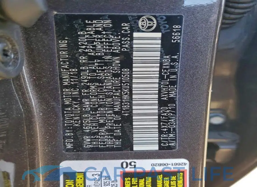 4T1B31HK5KU510508# 12