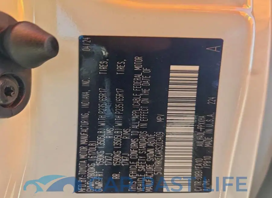 5TDYRKEC4RS203409# 12