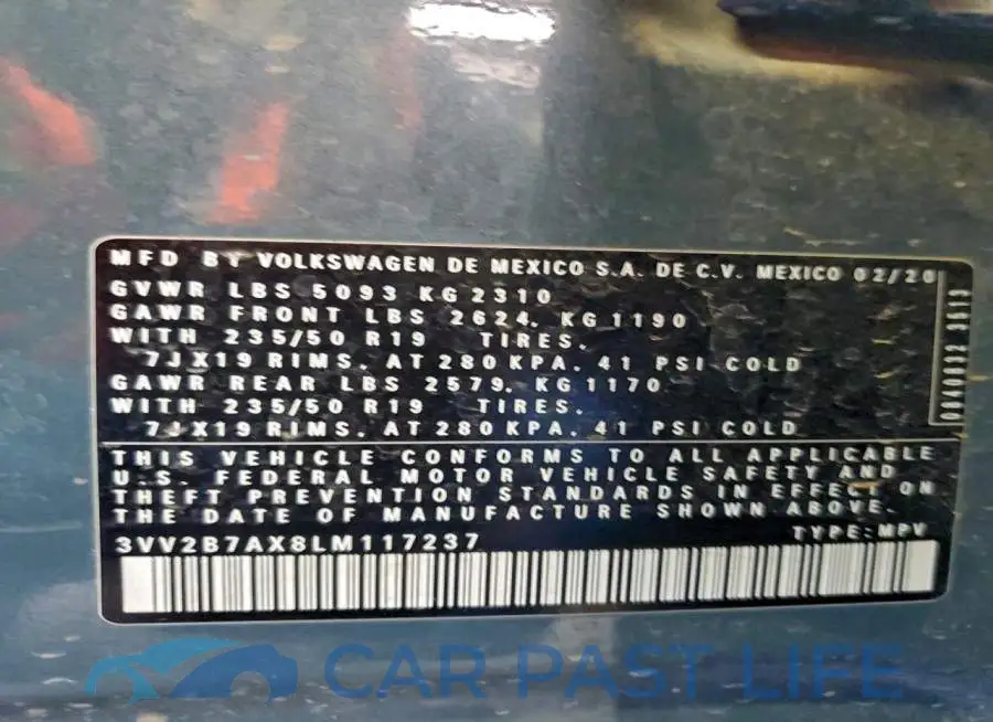 3VV2B7AX8LM117237# 13