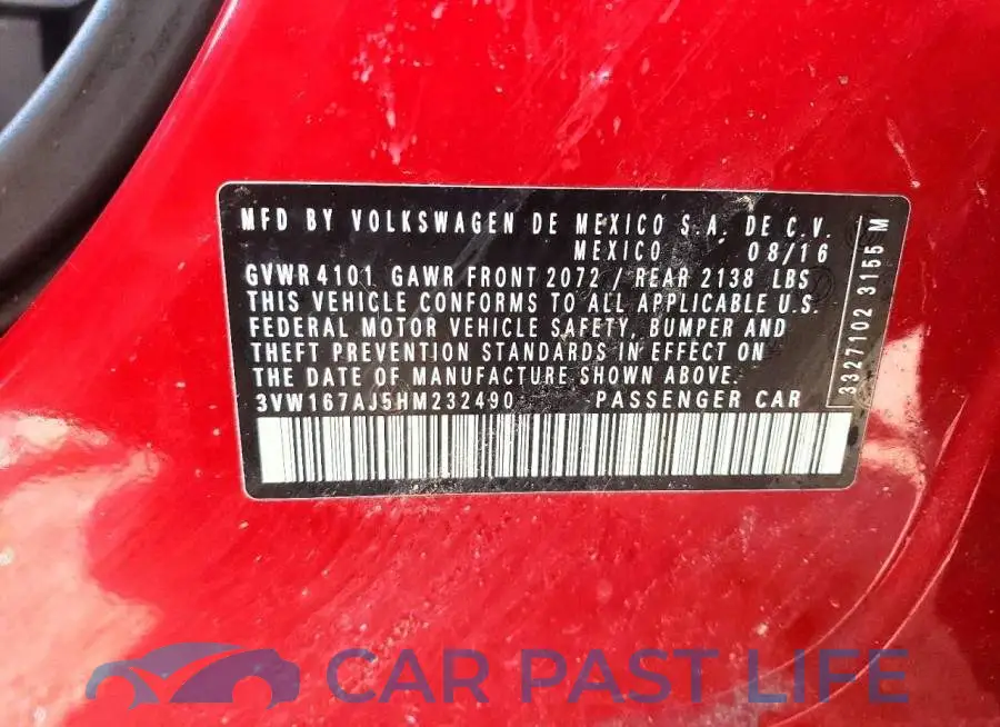 3VW167AJ5HM232490# 12