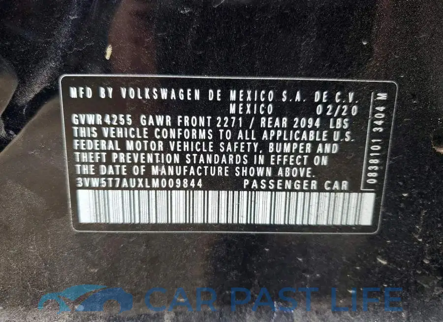 3VW5T7AUXLM009844# 9