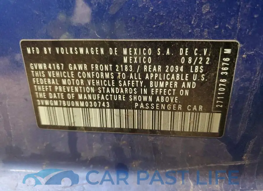 3VWGM7BU0NM030743# 12
