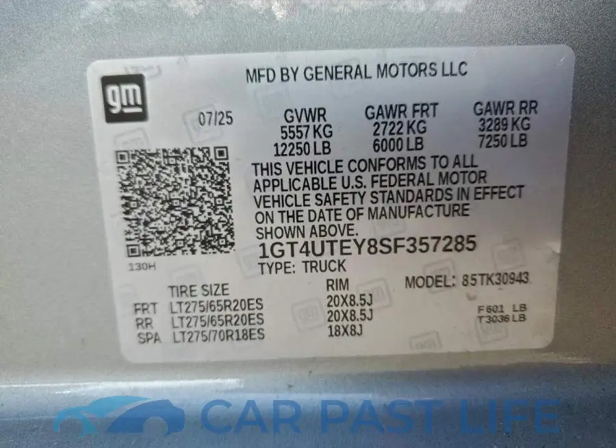 1GT4UTEY8SF357285# 13