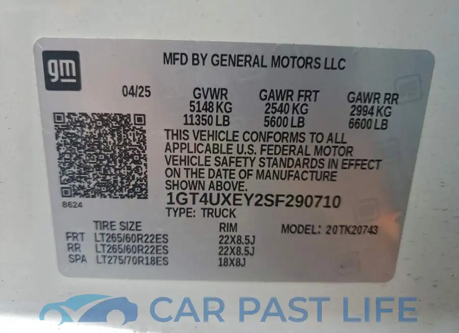 1GT4UXEY2SF290710# 12