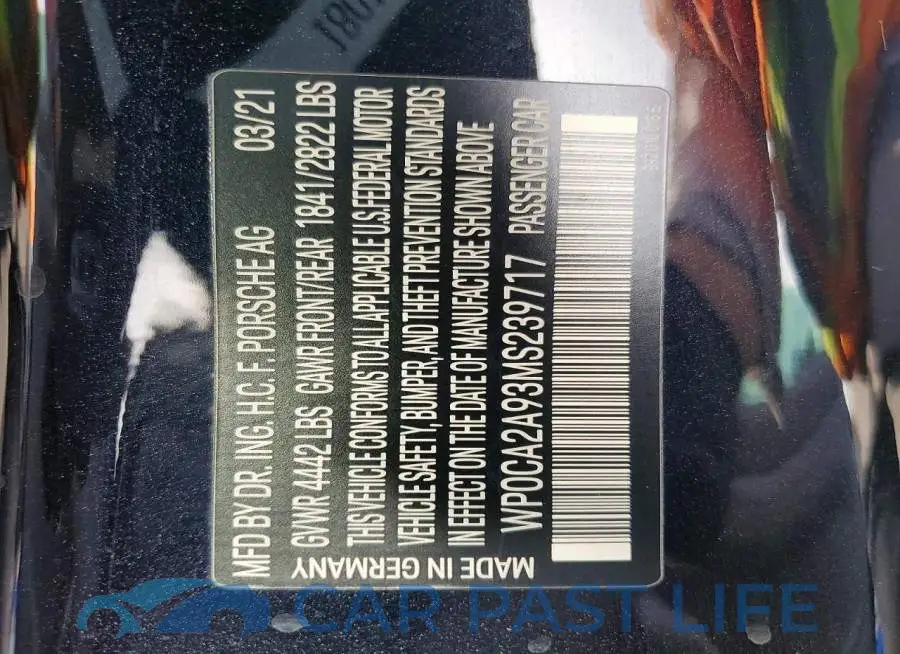 WP0CA2A93MS239717# 12