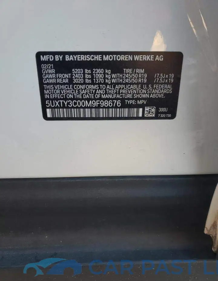 5UXTY3C00M9F98676# 13