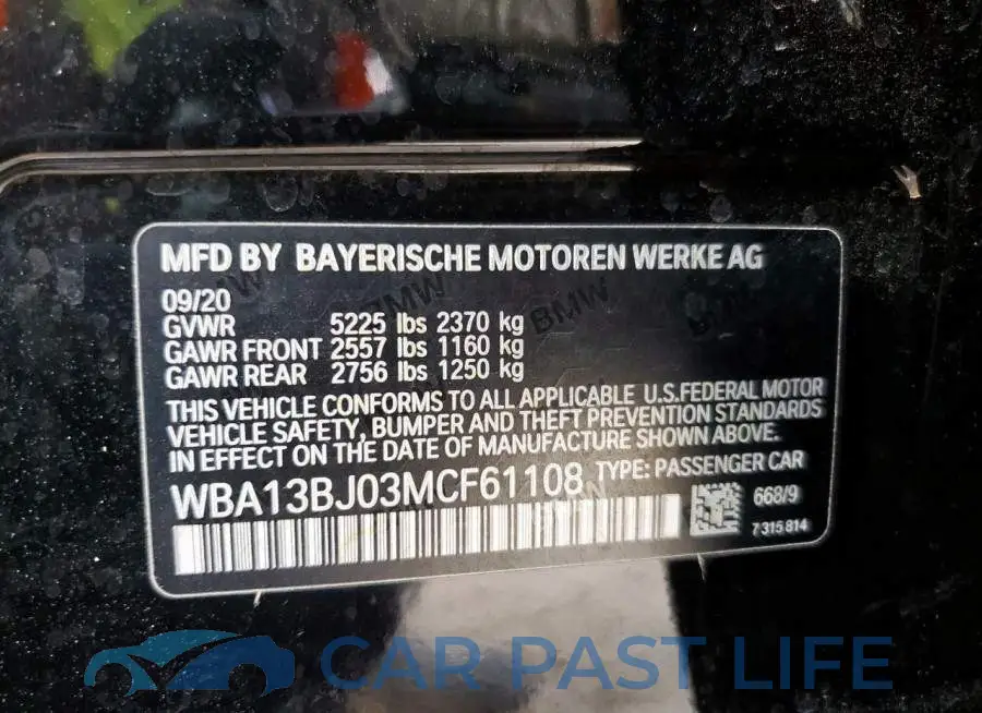 WBA13BJ03MCF61108# 12