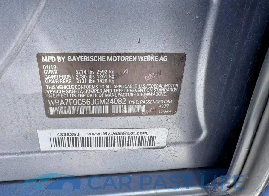 WBA7F0C56JGM24082# 12