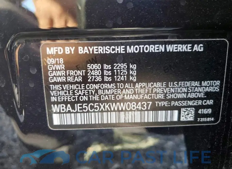 WBAJE5C5XKWW08437# 12