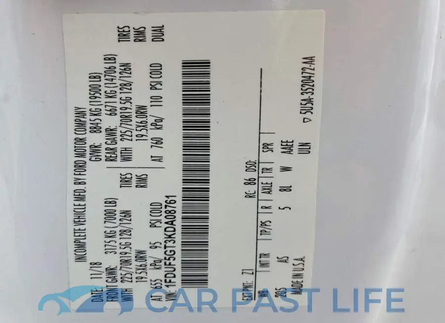 1FDUF5GT3KDA08761# 12