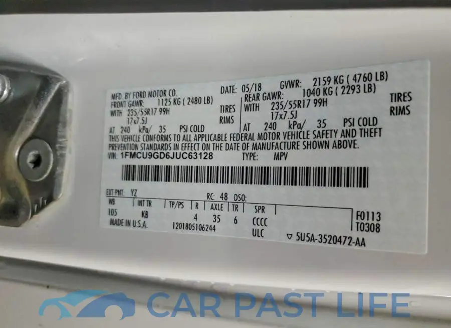 1FMCU9GD6JUC63128# 12