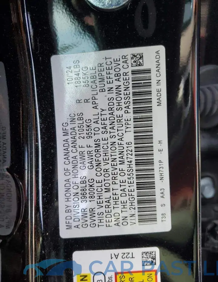2HGFE1E55SH472216# 12