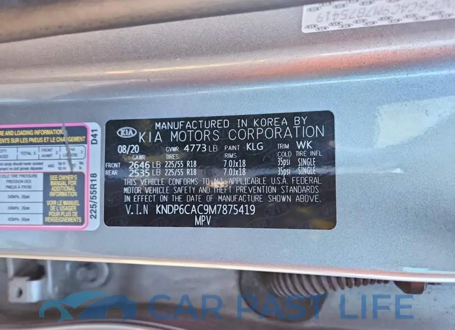 KNDP6CAC9M7875419# 13