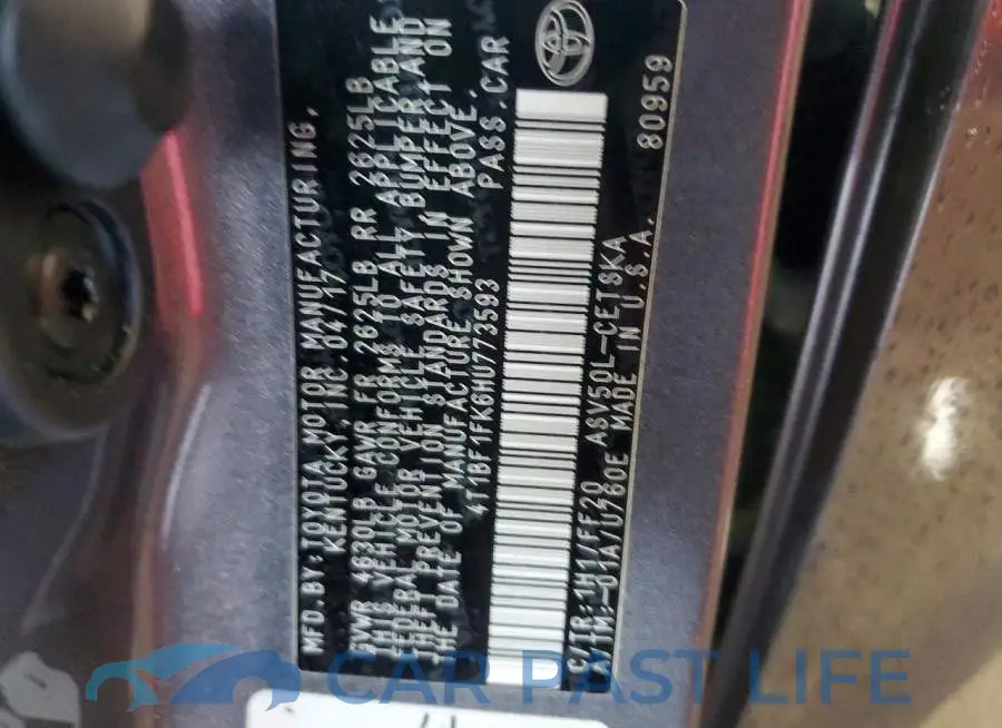 4T1BF1FK6HU773593# 12