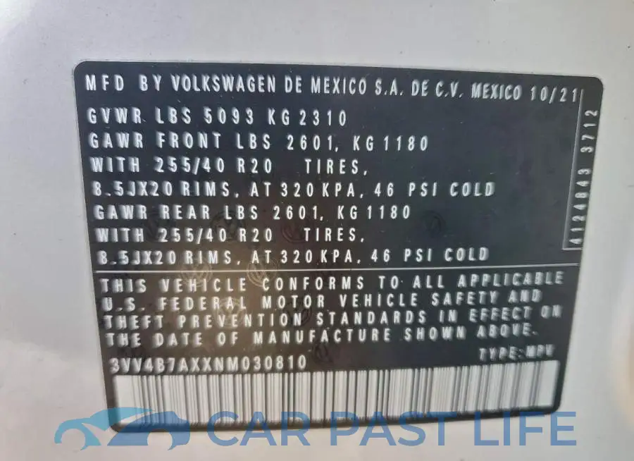 3VV4B7AXXNM030810# 13