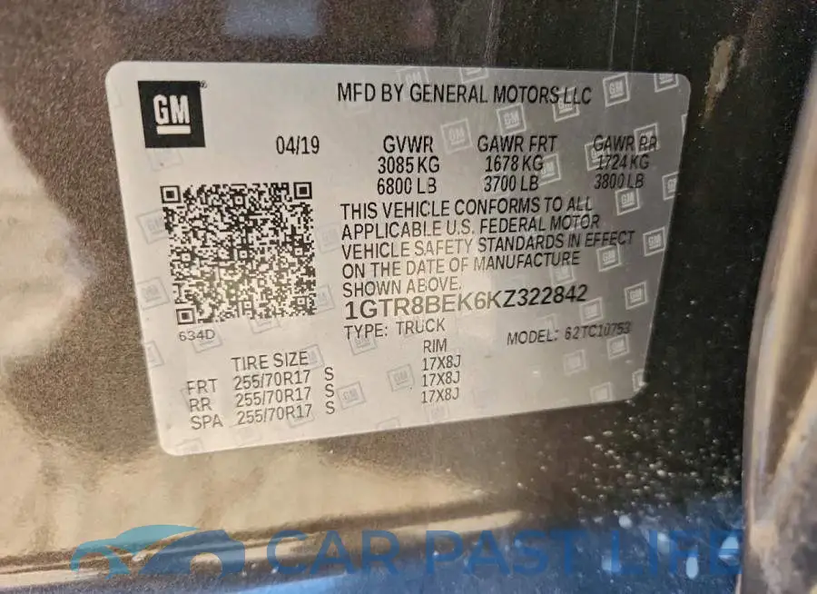 1GTR8BEK6KZ322842# 13