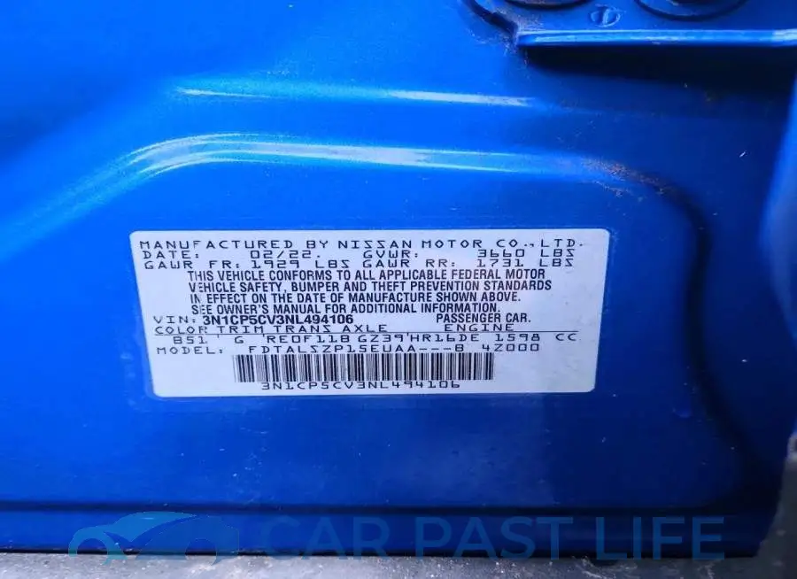 3N1CP5CV3NL494106# 12