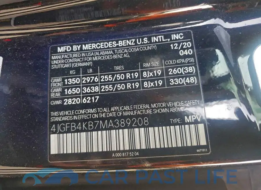 4JGFB4KB7MA389208# 12