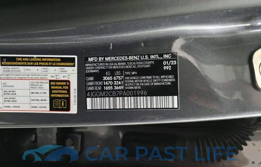 4JGGM2CB7PA001996# 10