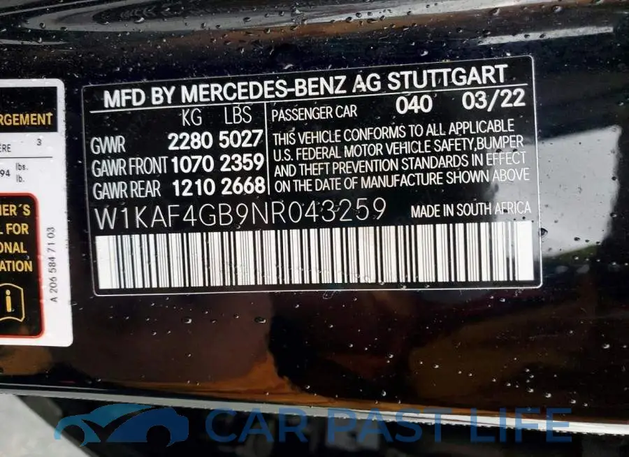 W1KAF4GB9NR043259# 12