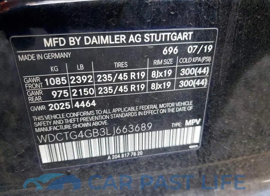 WDCTG4GB3LJ663689# 13