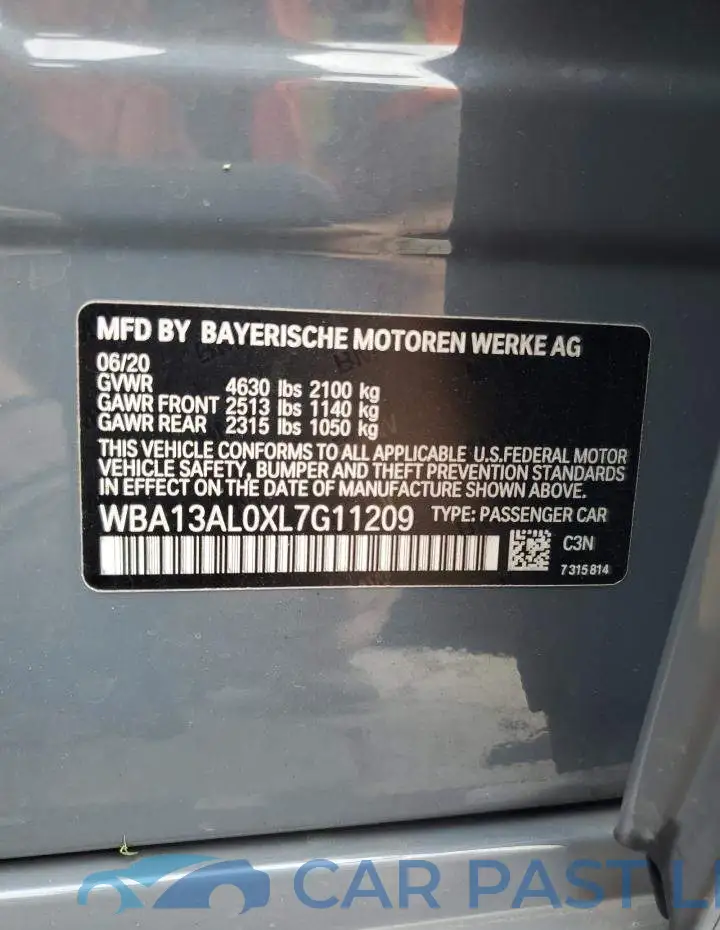 WBA13AL0XL7G11209# 12