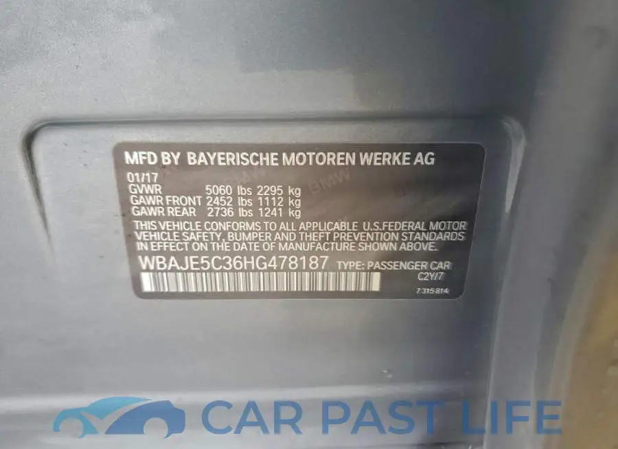 WBAJE5C36HG478187# 12