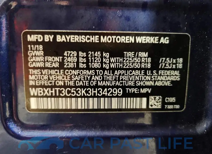 WBXHT3C53K3H34299# 13