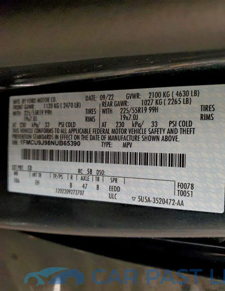 1FMCU9J98NUB65390# 13