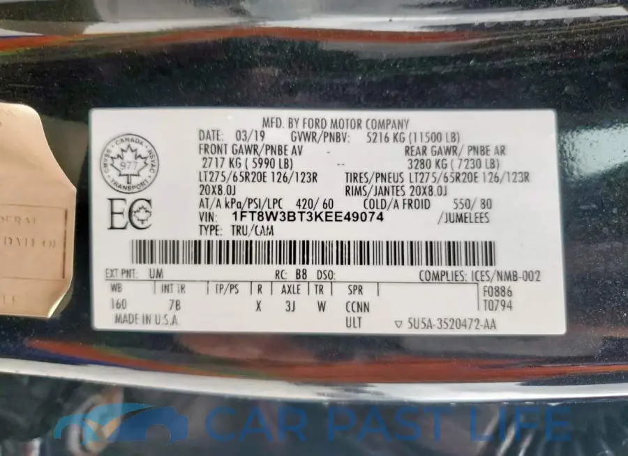 1FT8W3BT3KEE49074# 12
