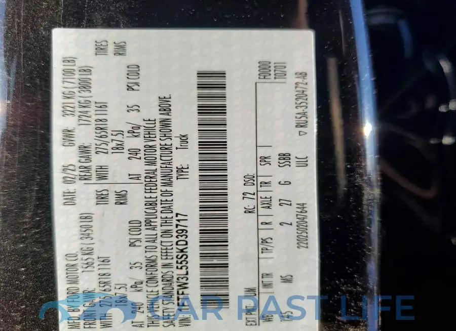 1FTFW3L55SKD39717# 12