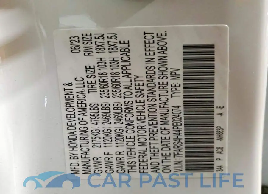 7FARS4H44PE024074# 13