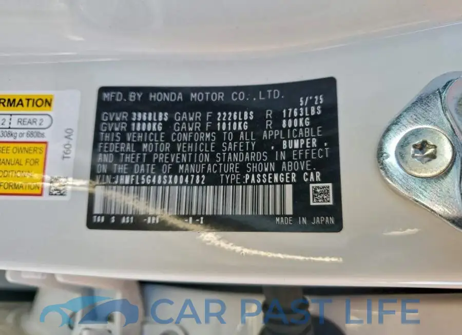 JHMFL5G48SX004782# 12