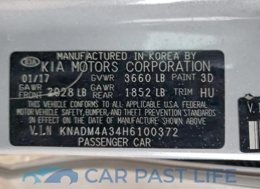 KNADM4A34H6100372# 12