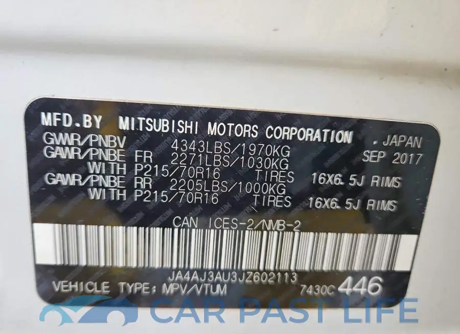 JA4AJ3AU3JZ602113# 13