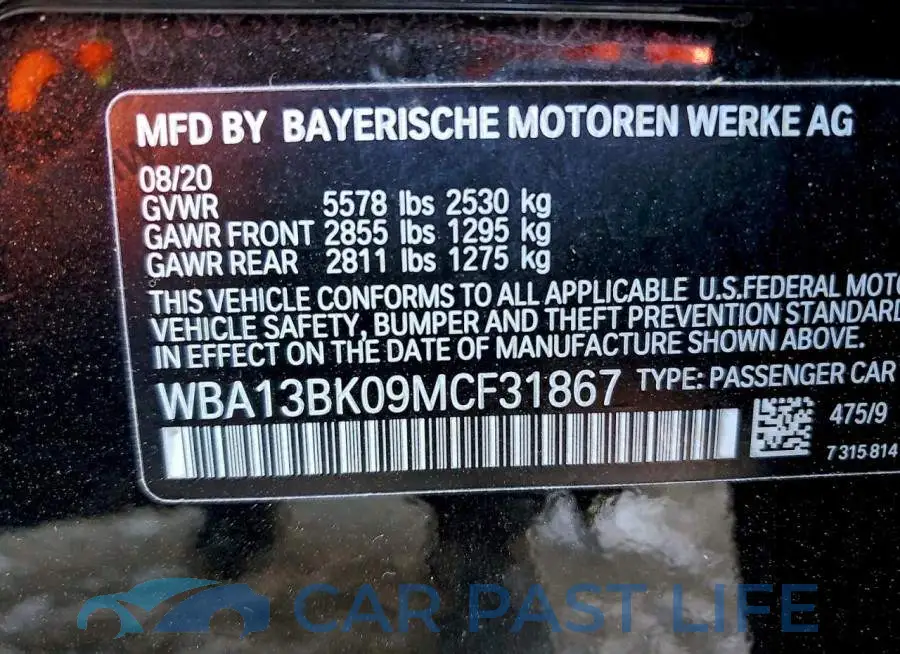 WBA13BK09MCF31867# 13