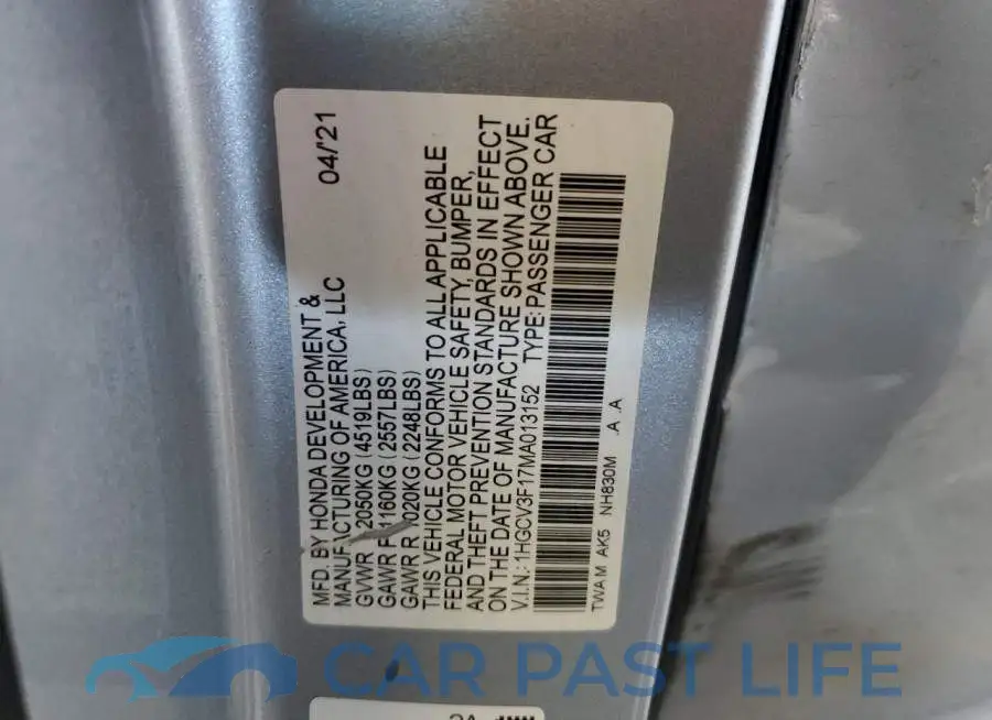 1HGCV3F17MA013152# 13