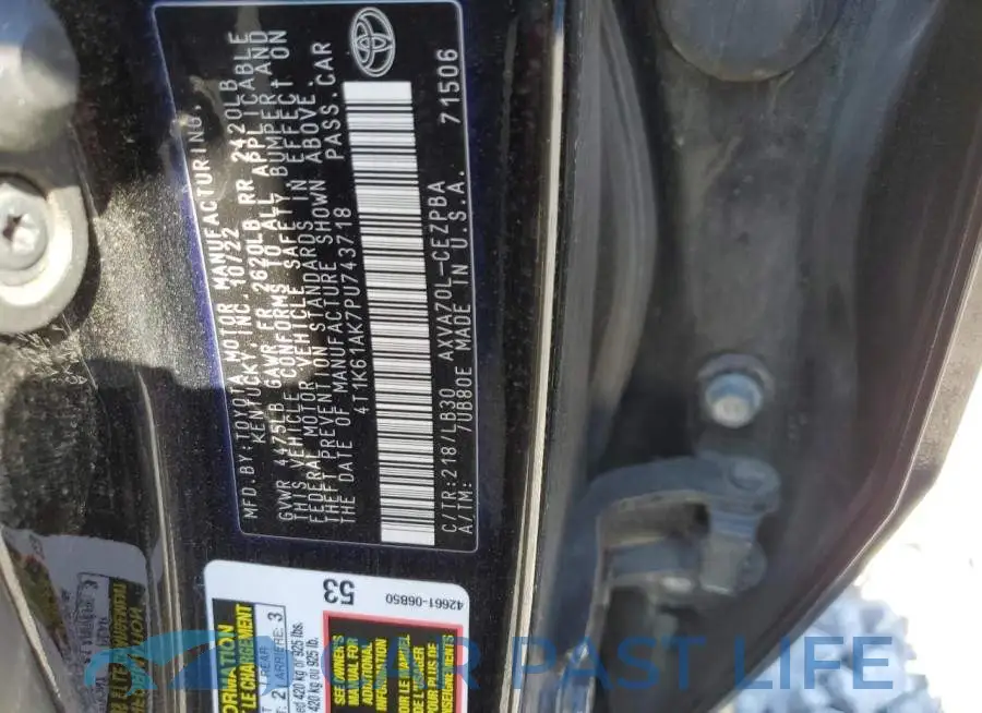 4T1K61AK7PU743718# 12