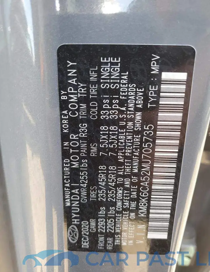KM8K6CA52MU705735# 13