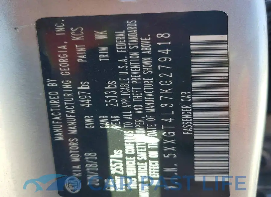 5XXGT4L37KG279418# 12