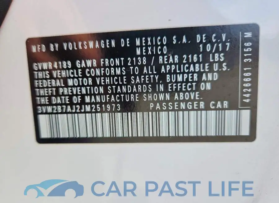 3VW2B7AJ2JM251973# 5