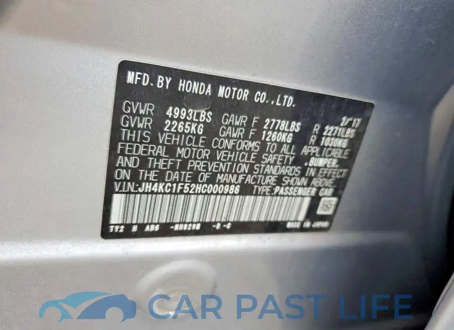 JH4KC1F52HC000986# 12