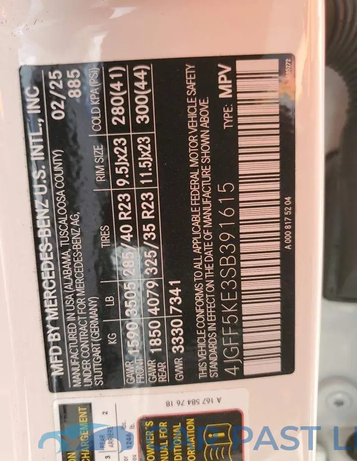 4JGFF5KE3SB391615# 13