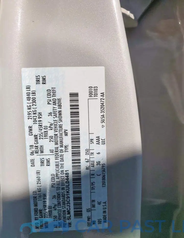 5LMCJ3C91KUL04481# 13