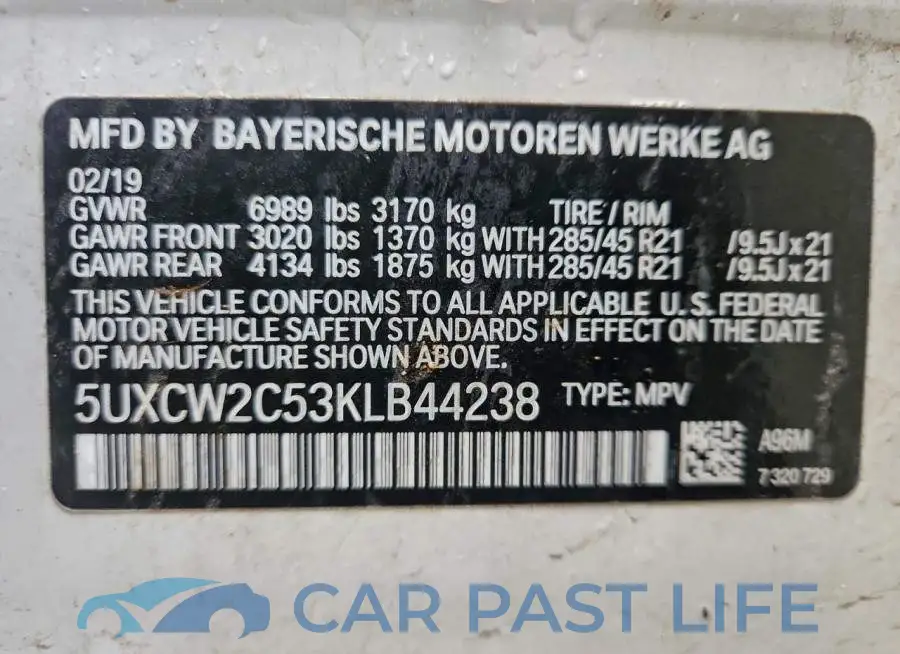 5UXCW2C53KLB44238# 13