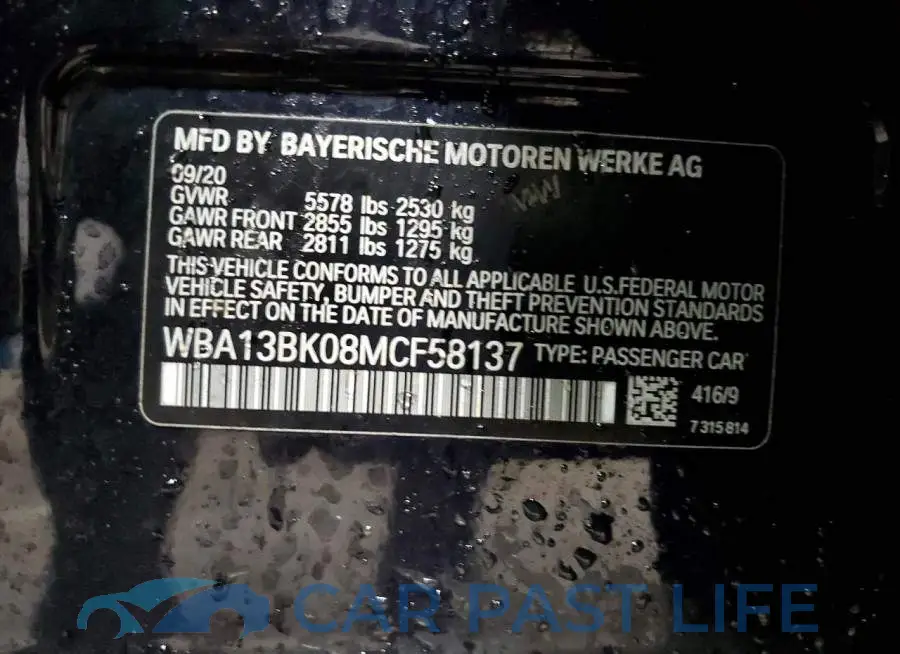 WBA13BK08MCF58137# 12